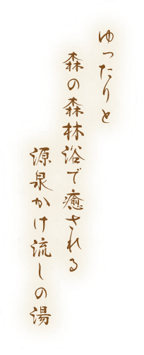 ゆったりと森の森林浴で癒される源泉かけ流しの湯